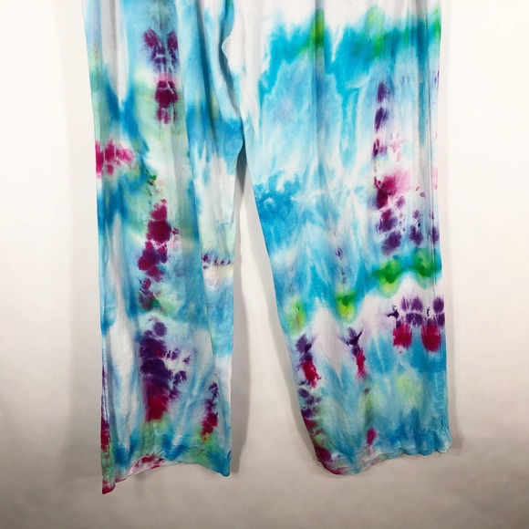 Rainbow Yoga Love Tree Large Pants Tie Dye Handmade Blue‎ Purple Lounge 539 - Picture 5 of 12